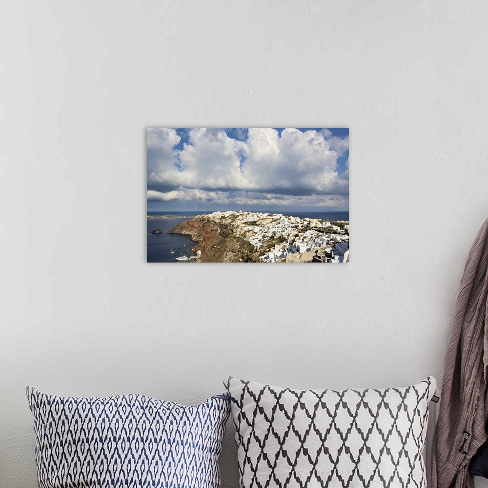 A bohemian room featuring Skyline and coast of Oia, Santorini, Greece