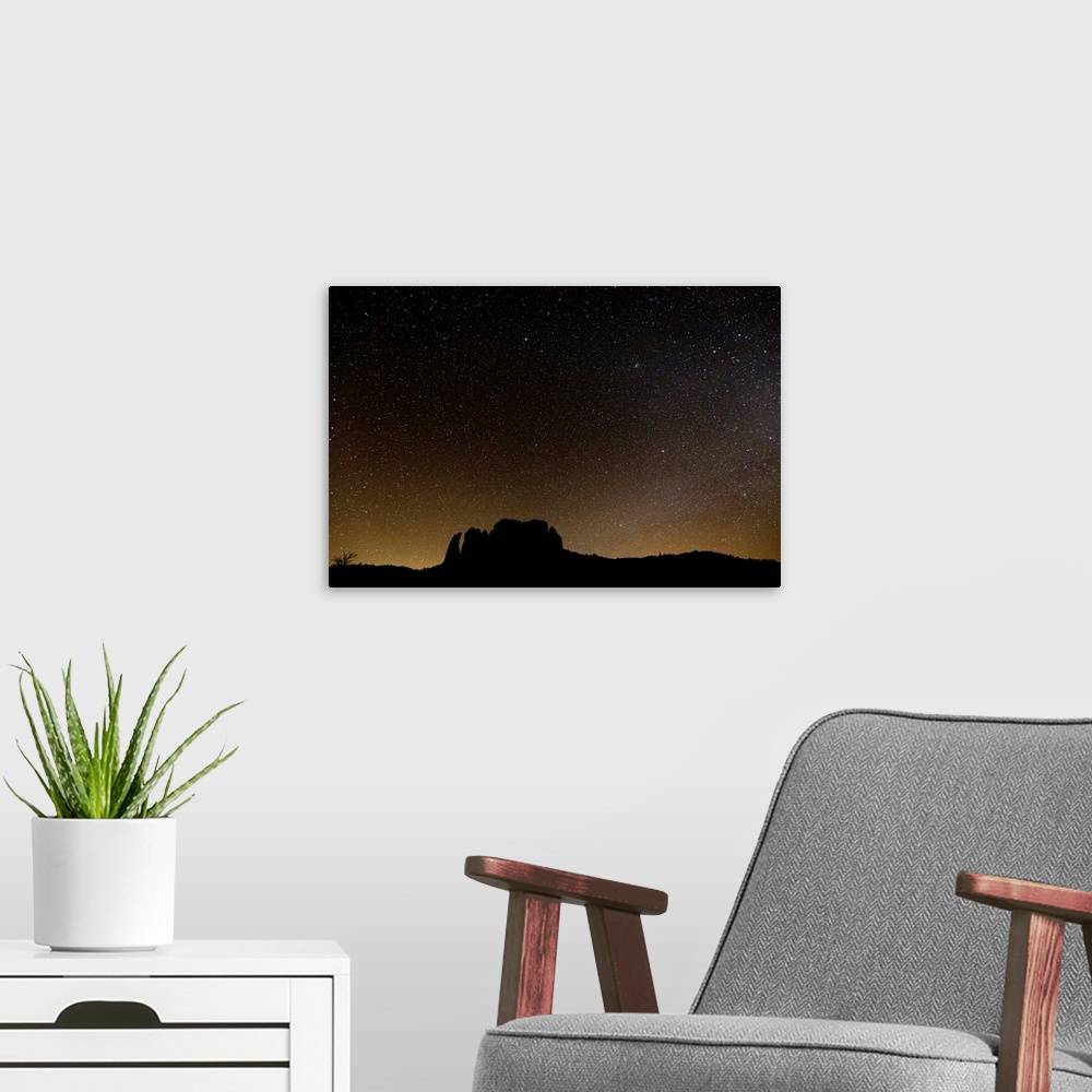 A modern room featuring Stars at night above Cathedral Rock in Sedona, Arizona