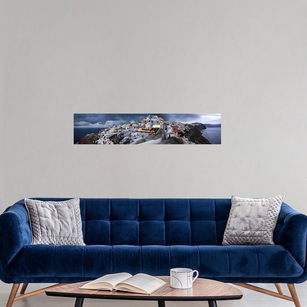 A modern room featuring Storm coming into Santorini, Greece