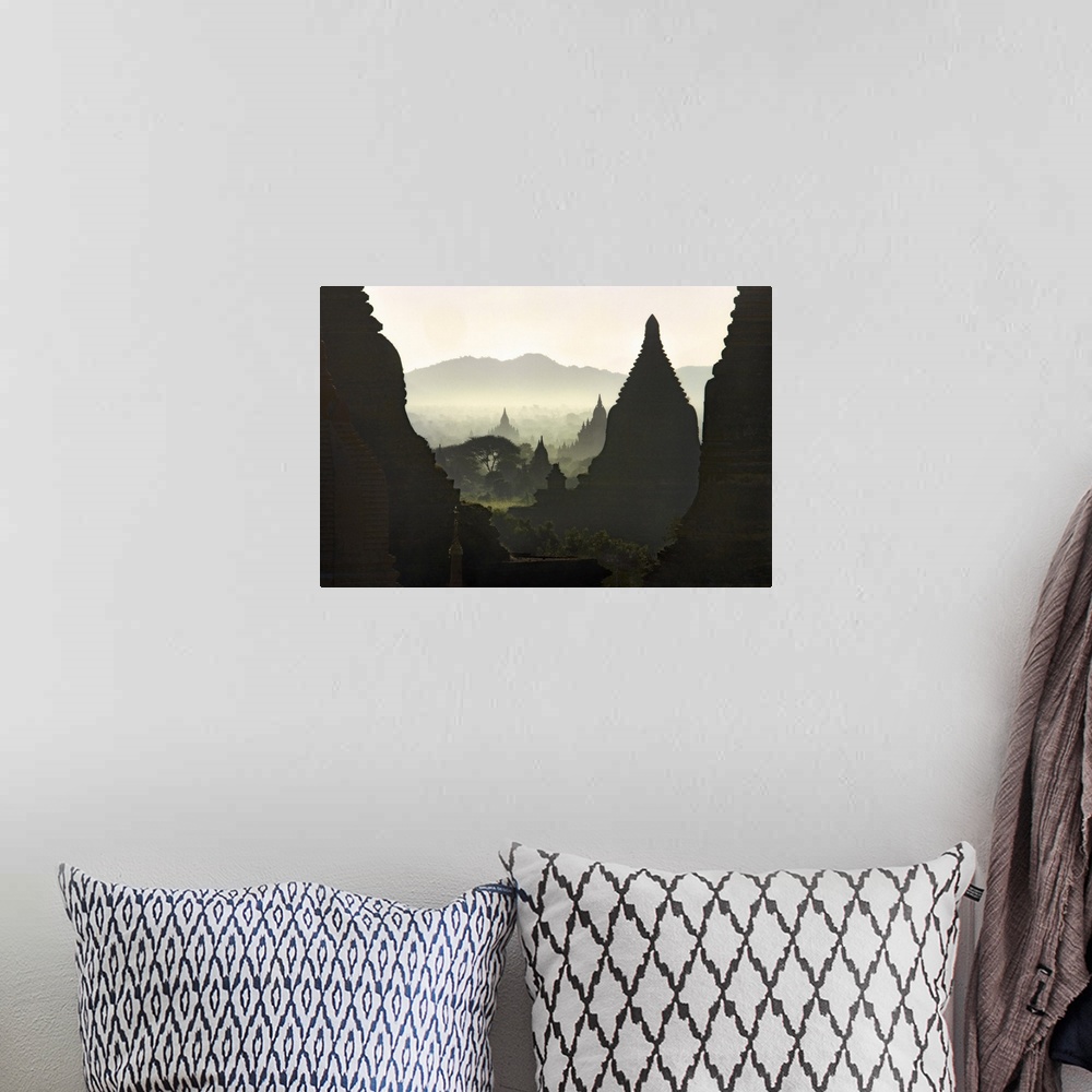 A bohemian room featuring Sunrise over the temples of Bagan, Burma