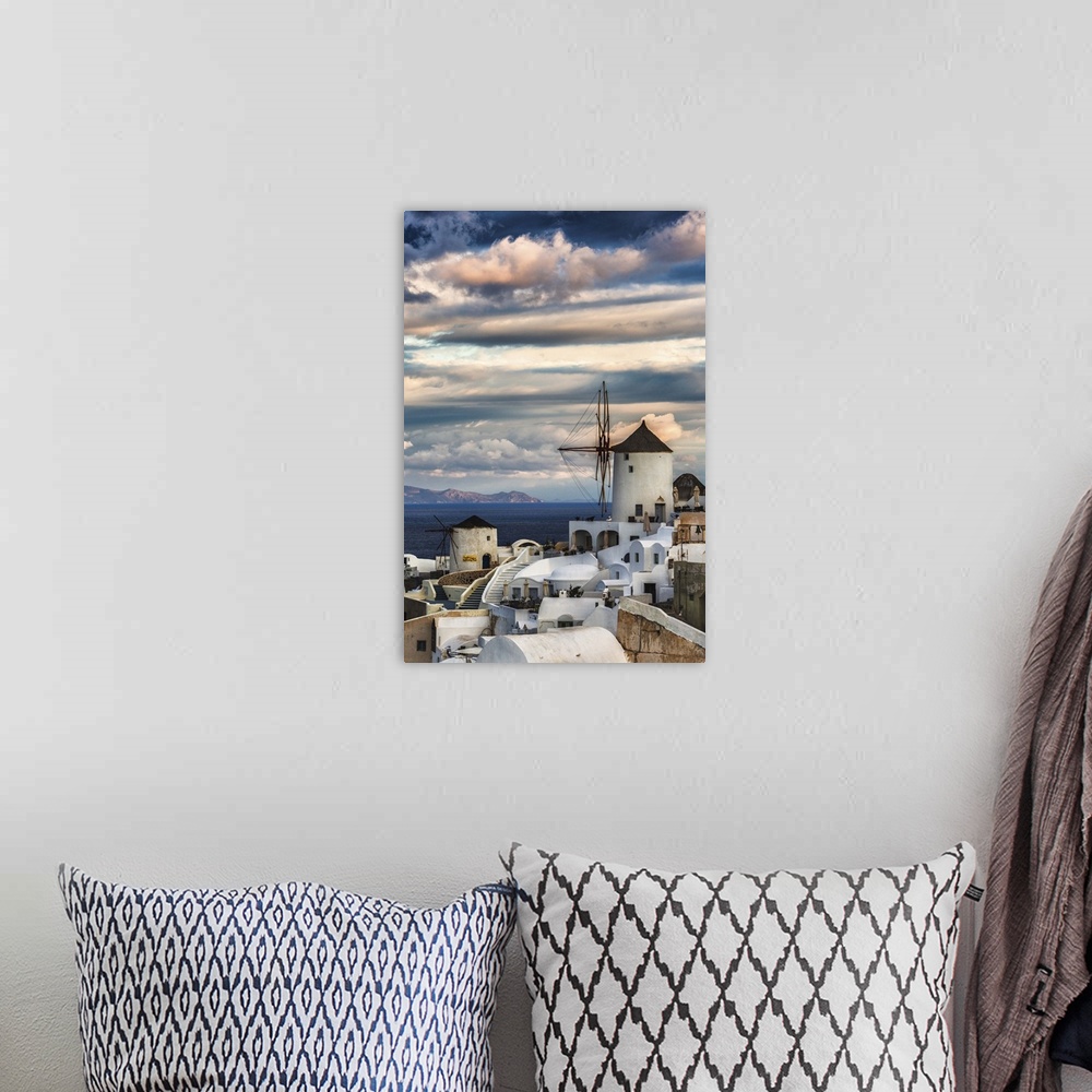 A bohemian room featuring Sunset at Oia, on the island of Santorini, Greece