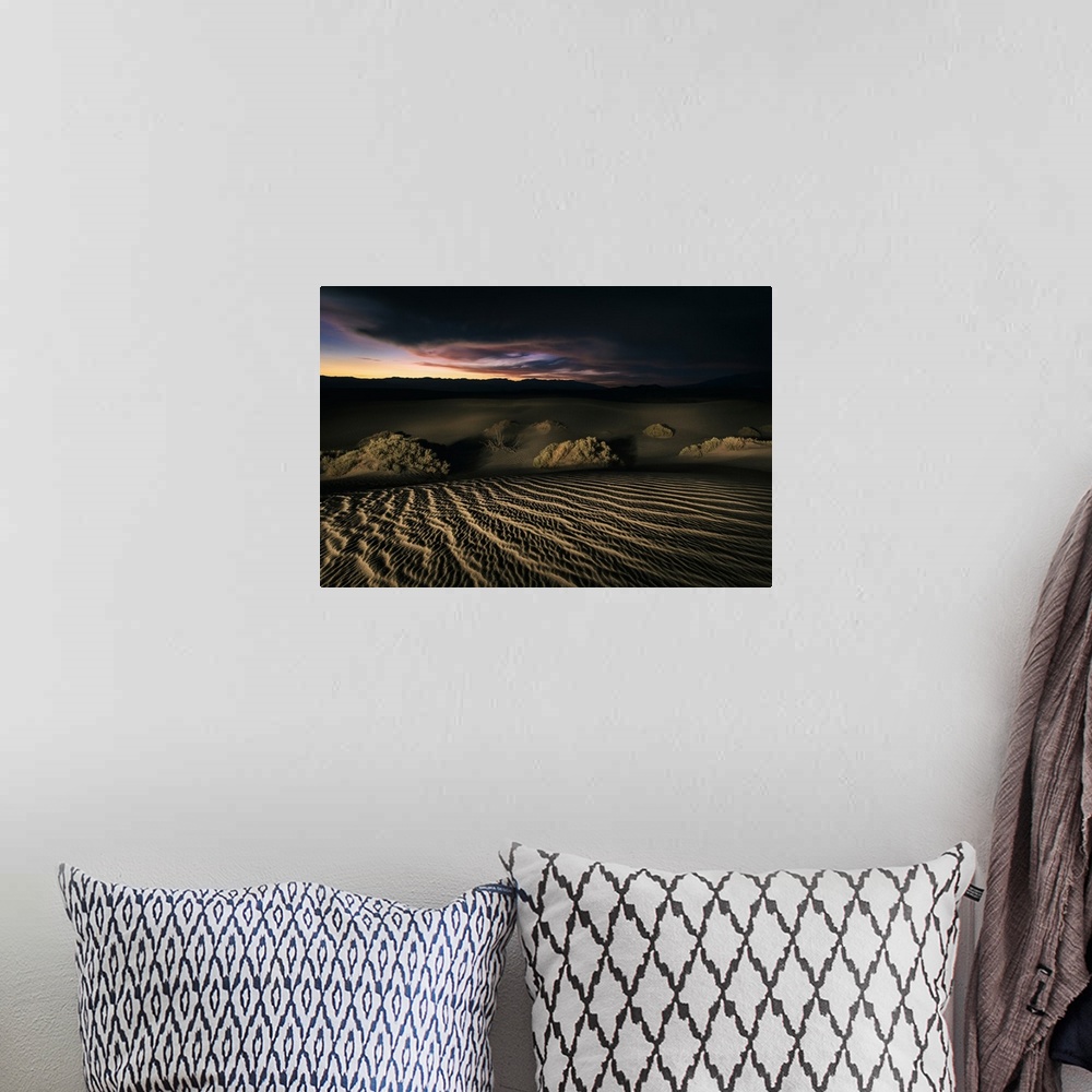 A bohemian room featuring Sunset on the Mesquite Sand Dunes at Death Valley National Park