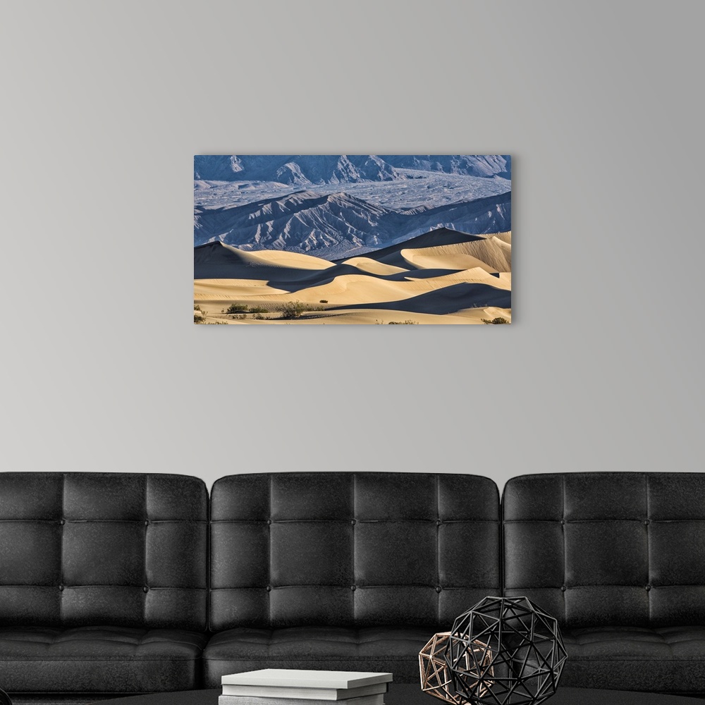 A modern room featuring The amazing Mesquite Sand Dunes at Death Valley National Park