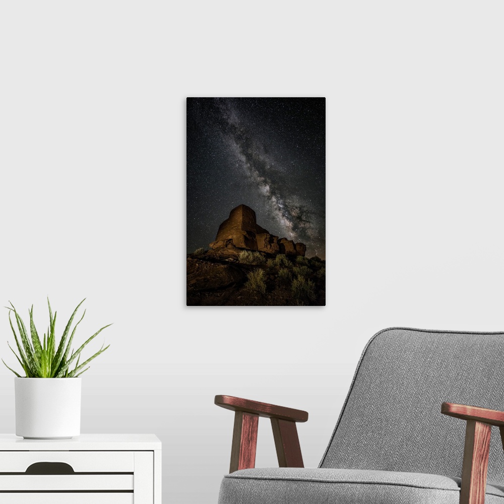 A modern room featuring The Milky Way over Palatki Indian Ruins in Arizona.