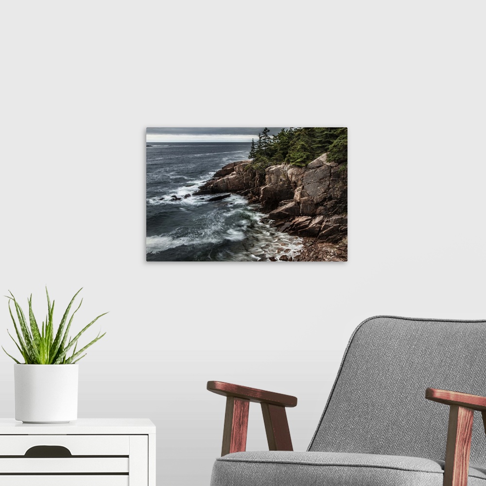 A modern room featuring The rocky cliffs of Acadia National Park in Maine