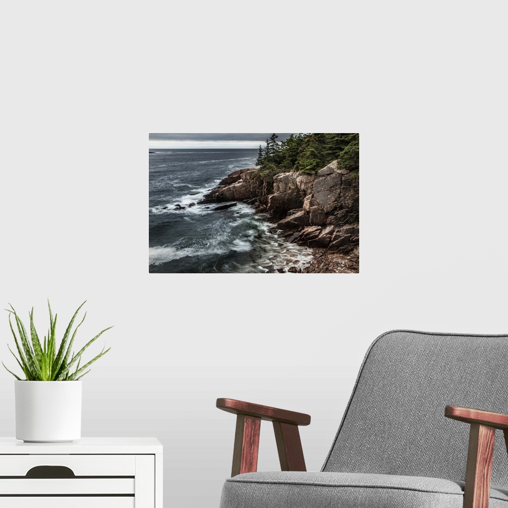 A modern room featuring The rocky cliffs of Acadia National Park in Maine