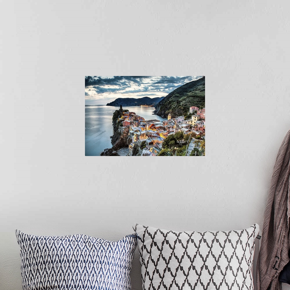 A bohemian room featuring Vernazza in the Cinque Terre at sunset.