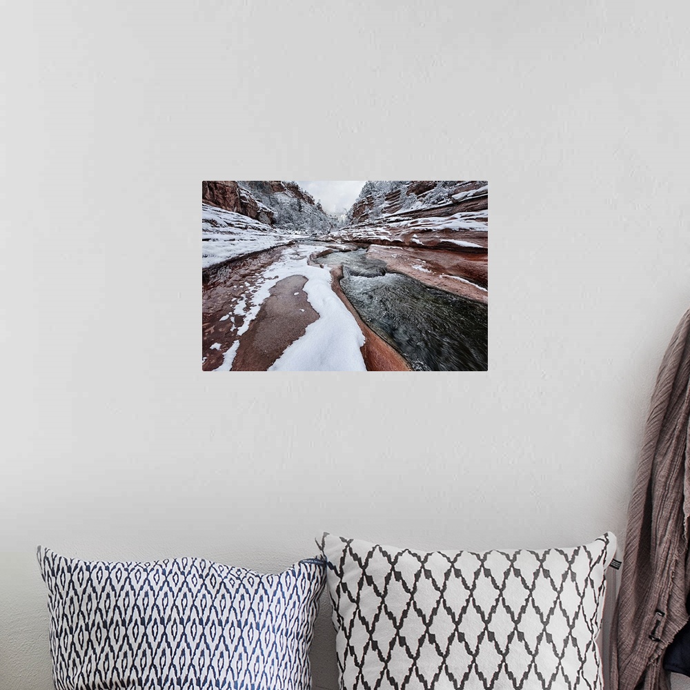A bohemian room featuring Winter with snow at Slide Rock in Sedona, Arizona