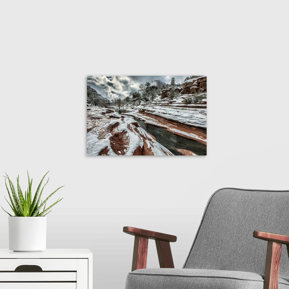 A modern room featuring Winter with snow at Slide Rock in Sedona, Arizona