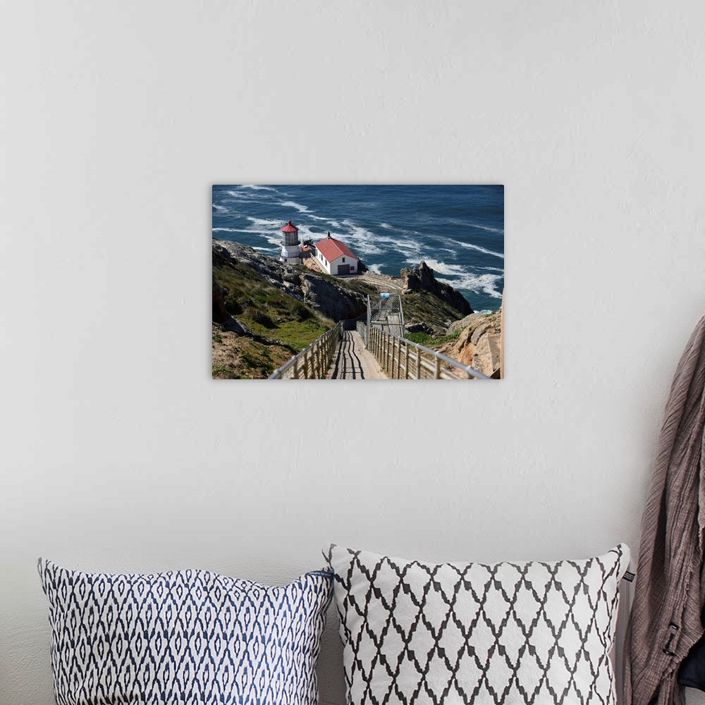 A bohemian room featuring Looking Down On The Point Reyes Lighthouse And The Pacific Ocean