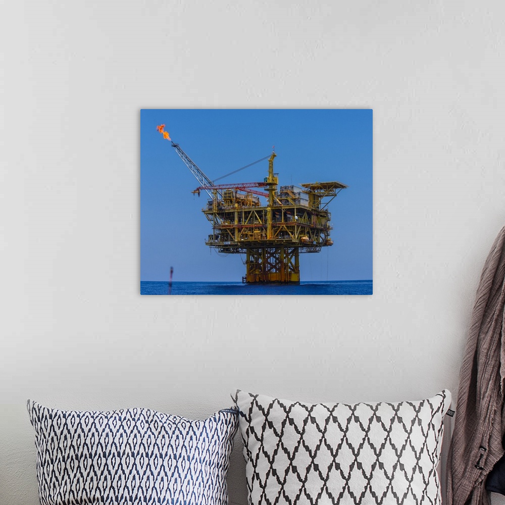 A bohemian room featuring Oil rig with fire in Louisiana