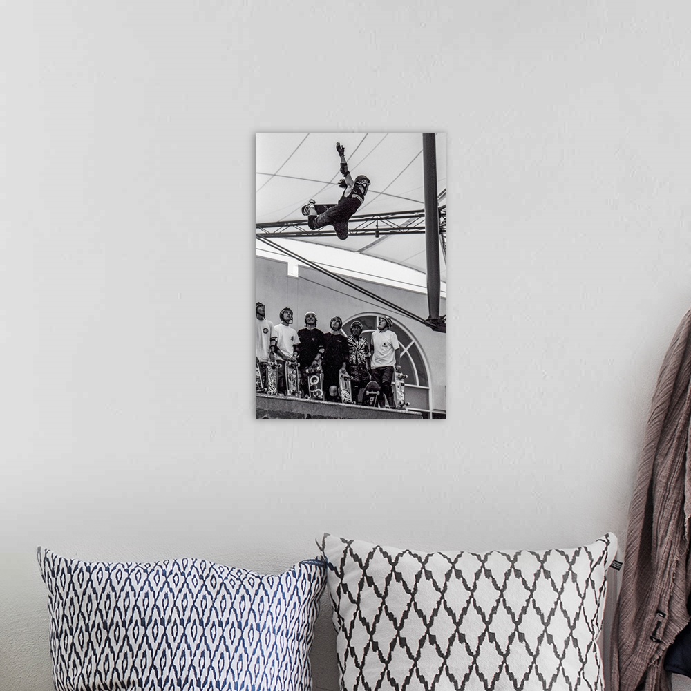 A bohemian room featuring Vintage photo of legendary skateboarder Christian Hosoi, shot in la in 1988. Photo may have a fil...