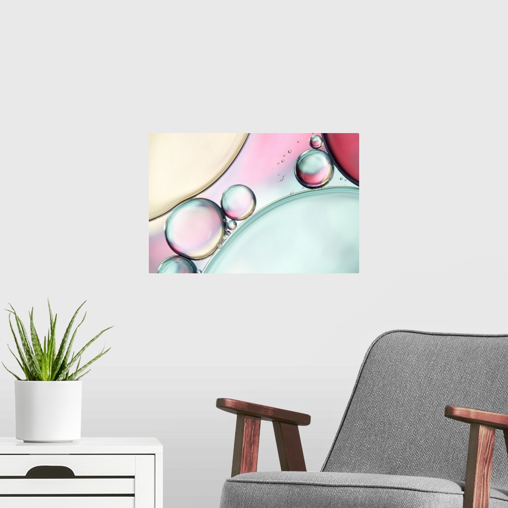 A modern room featuring Oil and water abstract