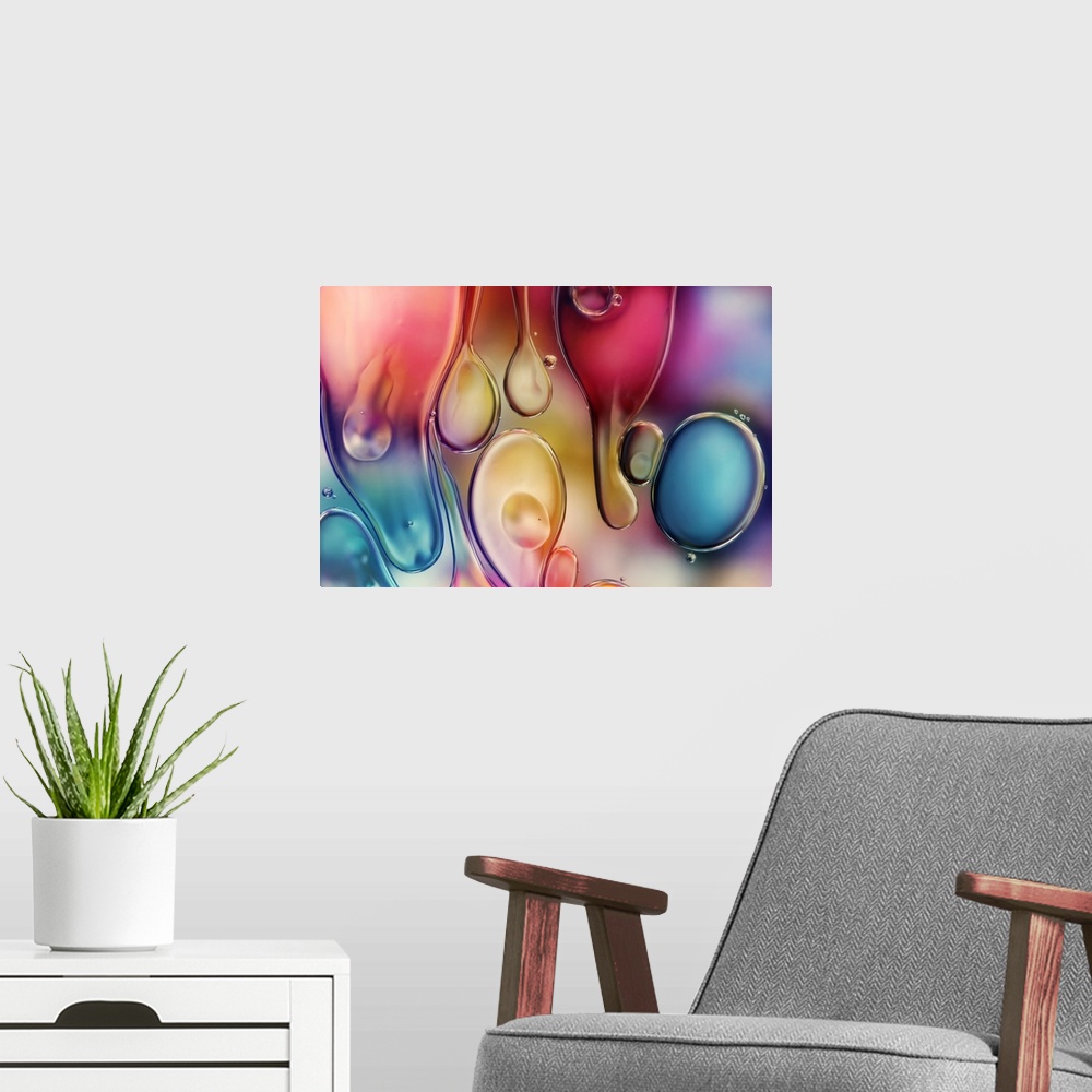 A modern room featuring Oil and water abstract