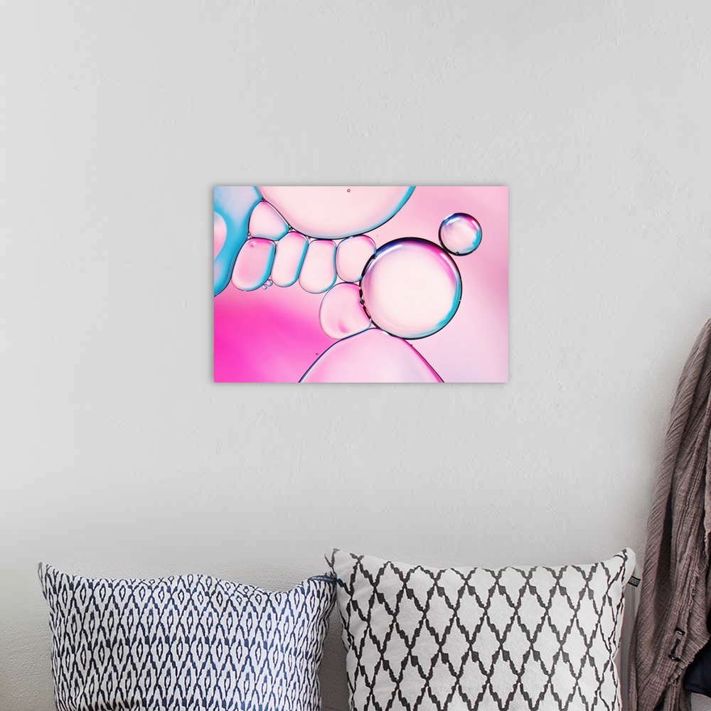 A bohemian room featuring Pink & Baby Blue Oil Abstract