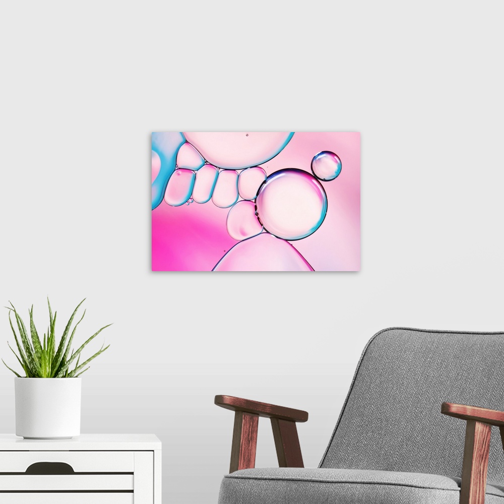 A modern room featuring Pink & Baby Blue Oil Abstract