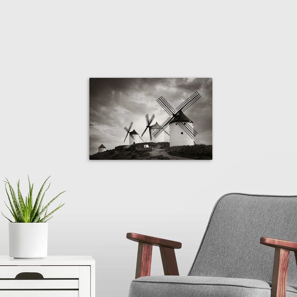 A modern room featuring A Group Of Windmills In Consuegra Near Toledo In Spain