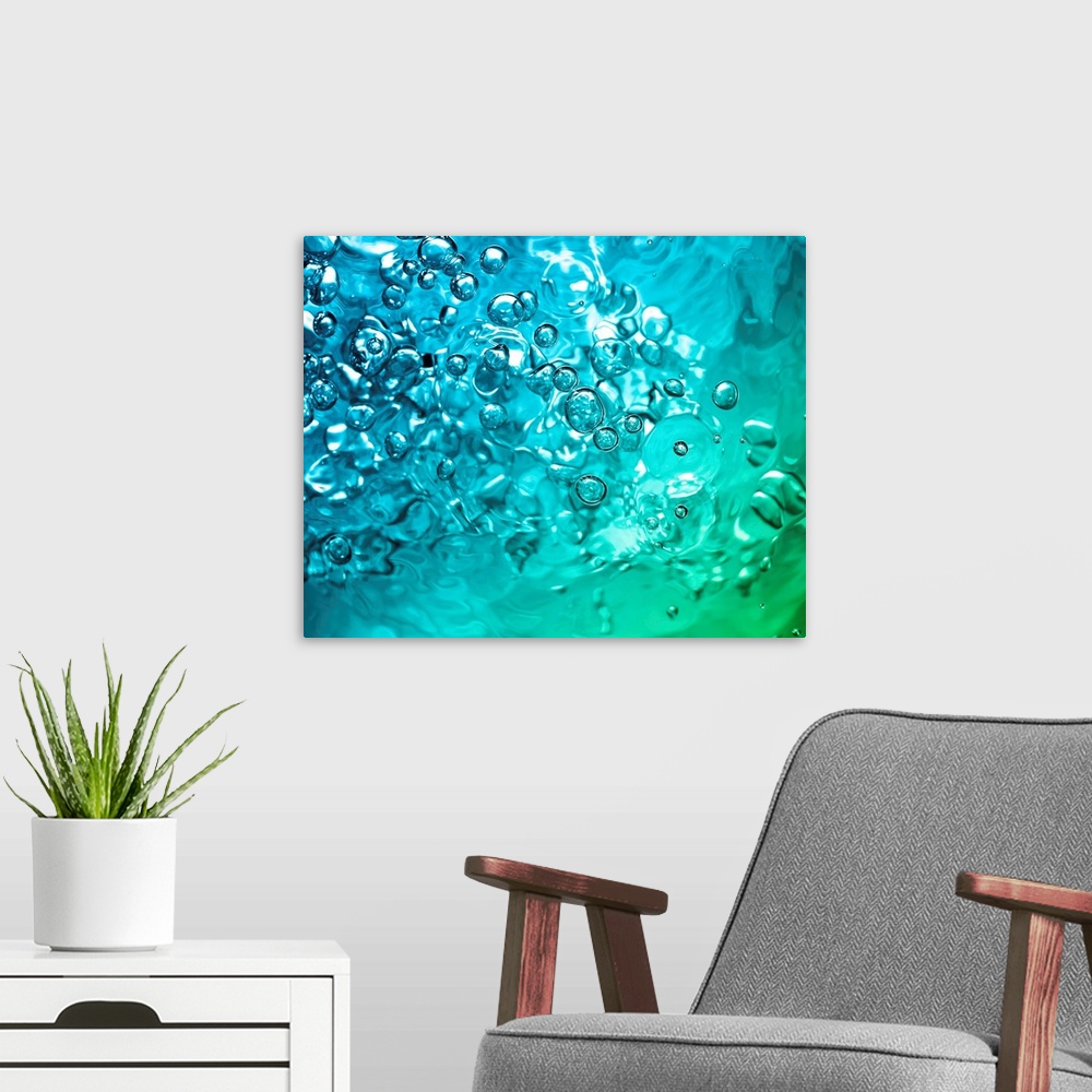 A modern room featuring abstract water with bubbles