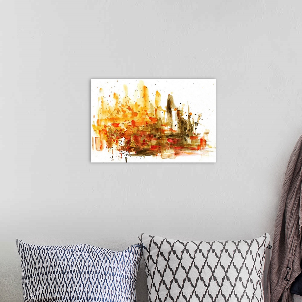 A bohemian room featuring Watercolor abstract composition
