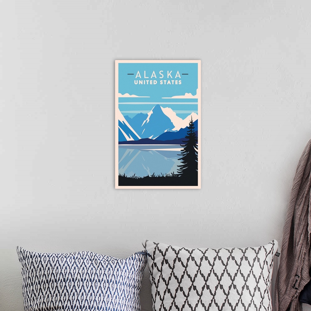 A bohemian room featuring Alaska Modern Vector Travel Poster