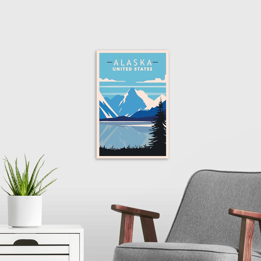 A modern room featuring Alaska Modern Vector Travel Poster