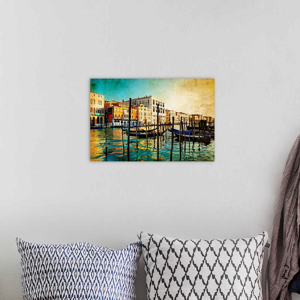 A bohemian room featuring amazing Venice - artwork in painting style