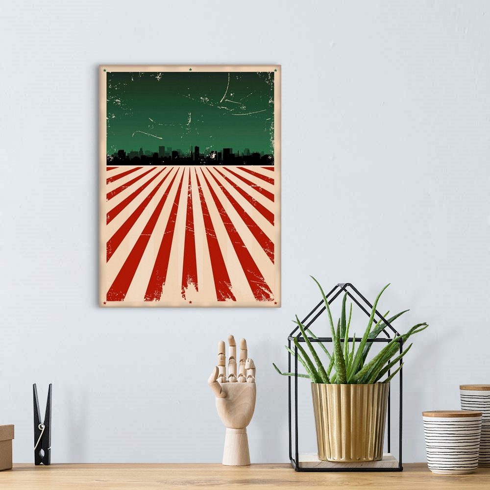 A bohemian room featuring Grunge American Poster