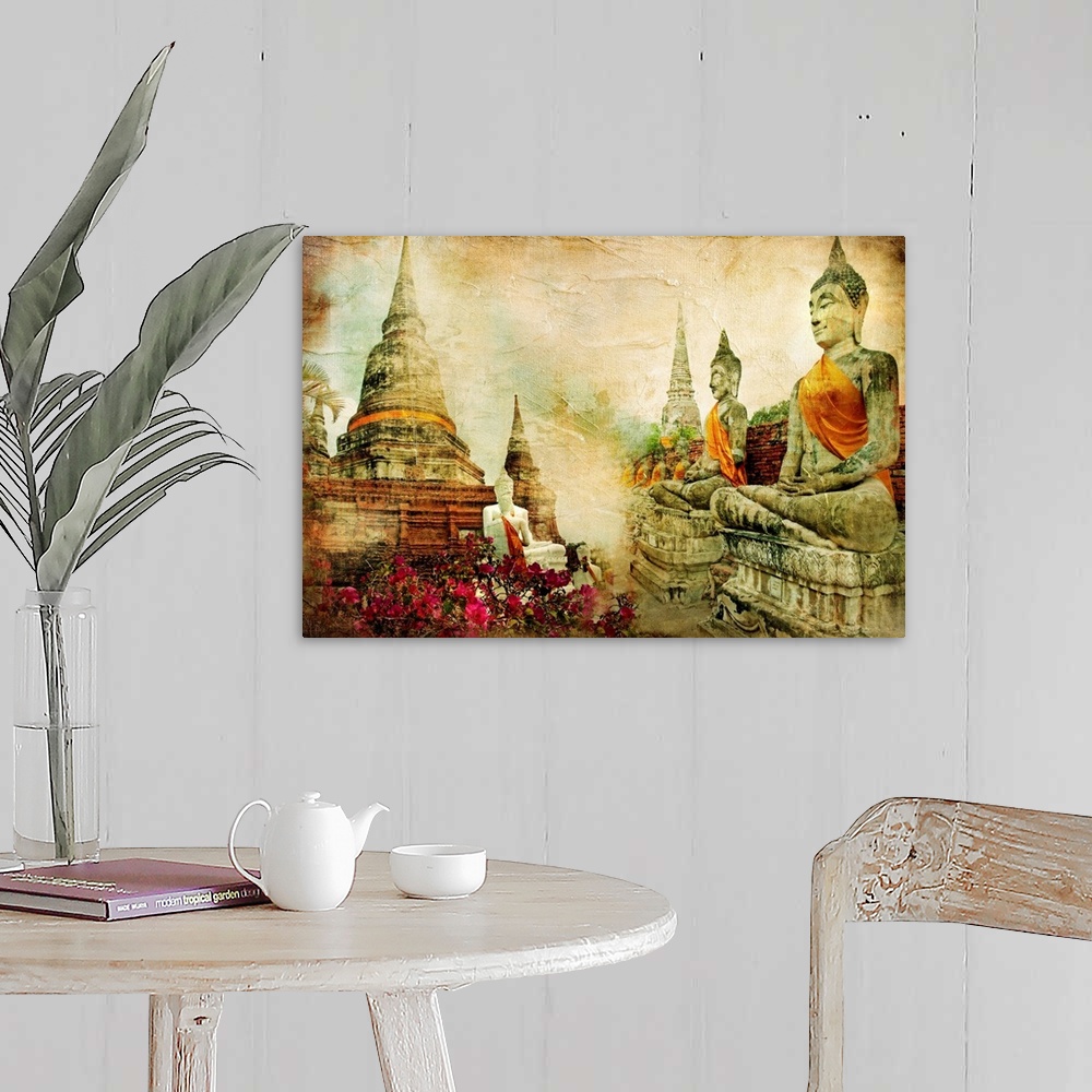 A farmhouse room featuring ancient Thailand - artwork in painting style
