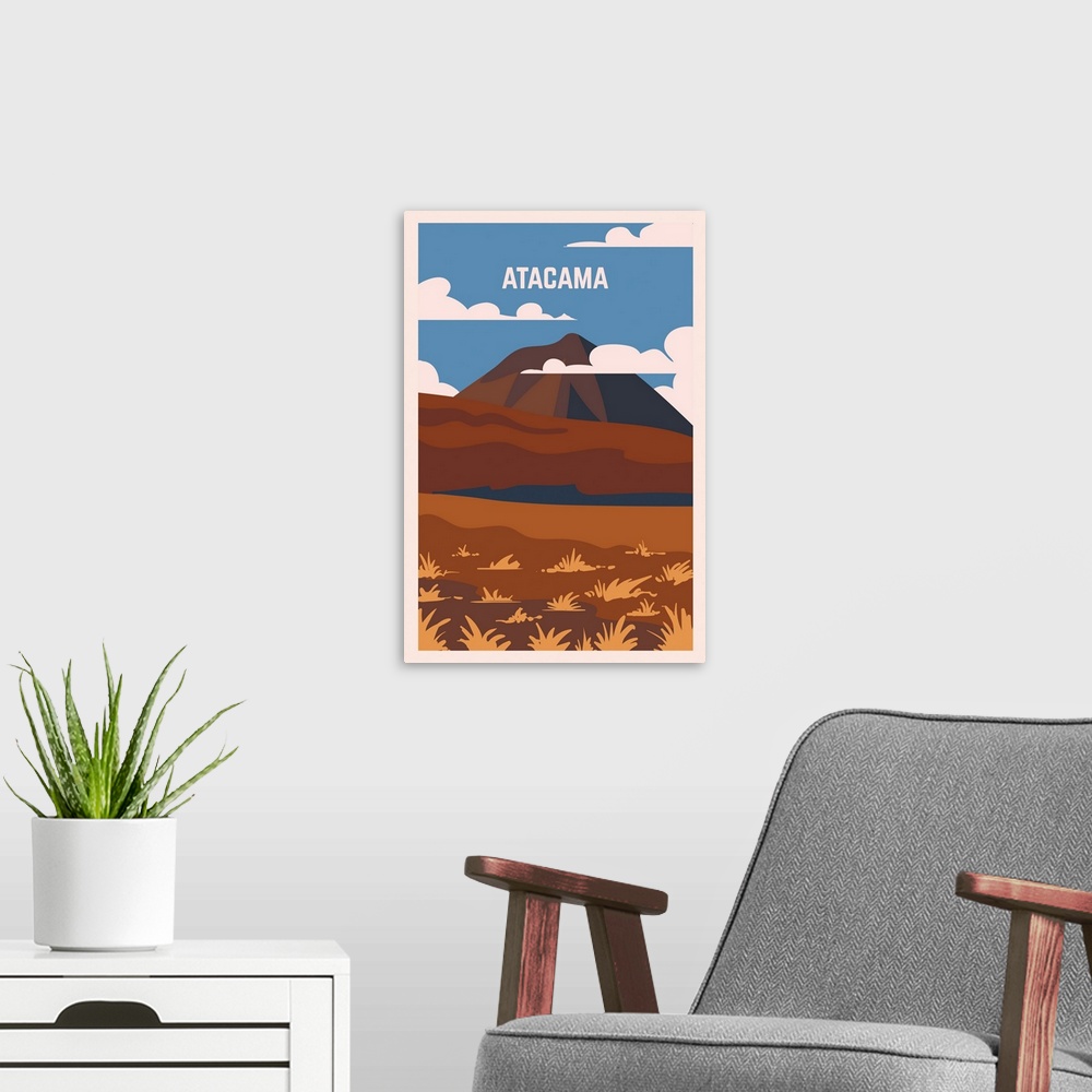 A modern room featuring Atacama Modern Vector Travel Poster