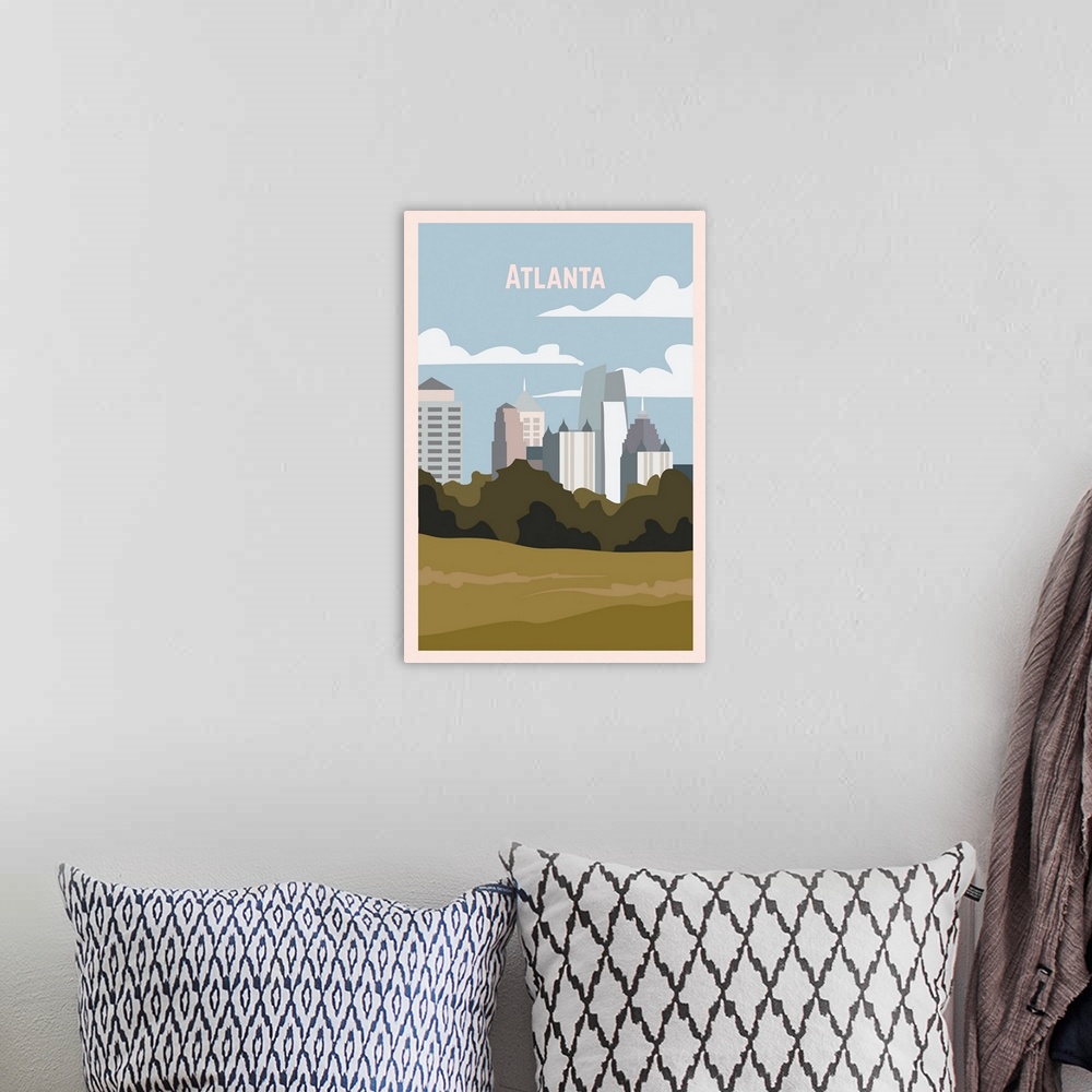A bohemian room featuring Atlanta Modern Vector Travel Poster