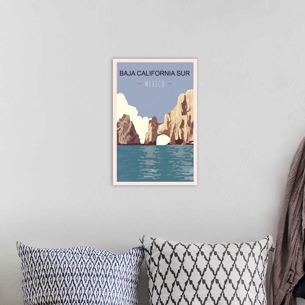 A bohemian room featuring Baja California Sur Modern Vector Travel Poster