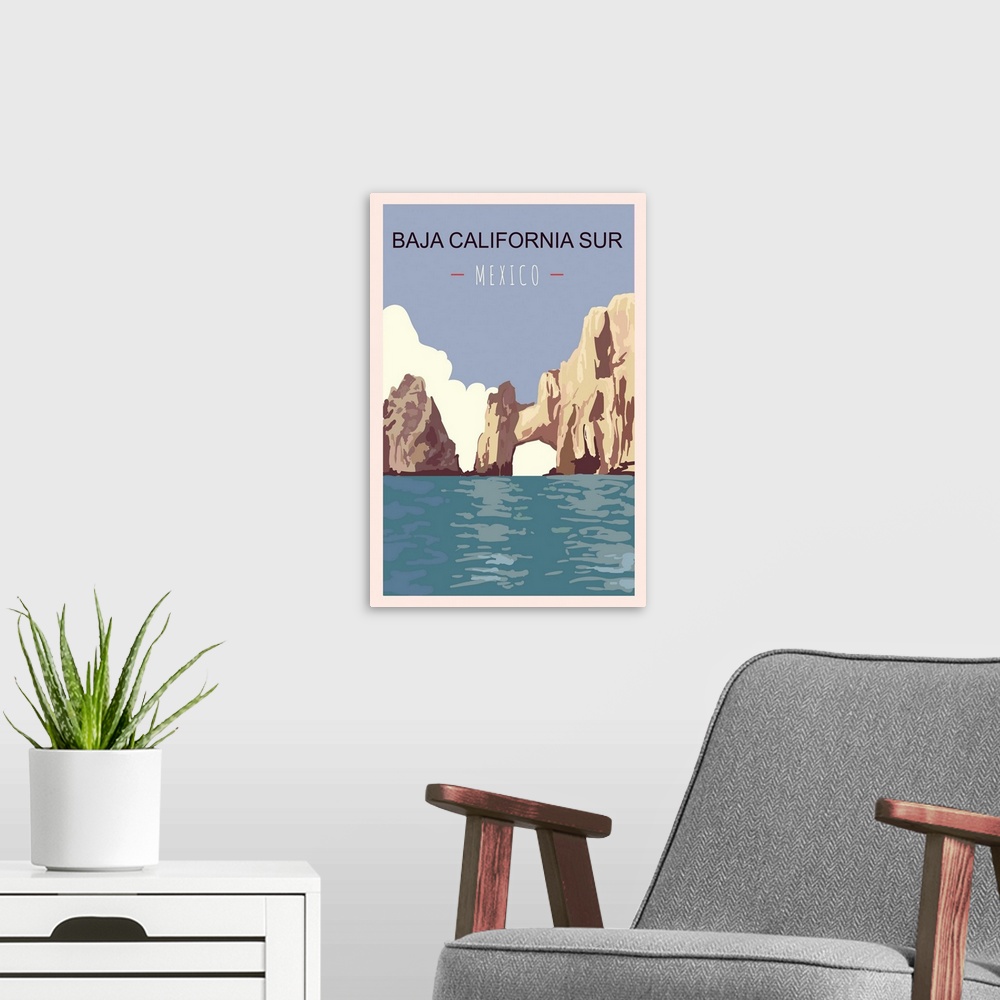 A modern room featuring Baja California Sur Modern Vector Travel Poster