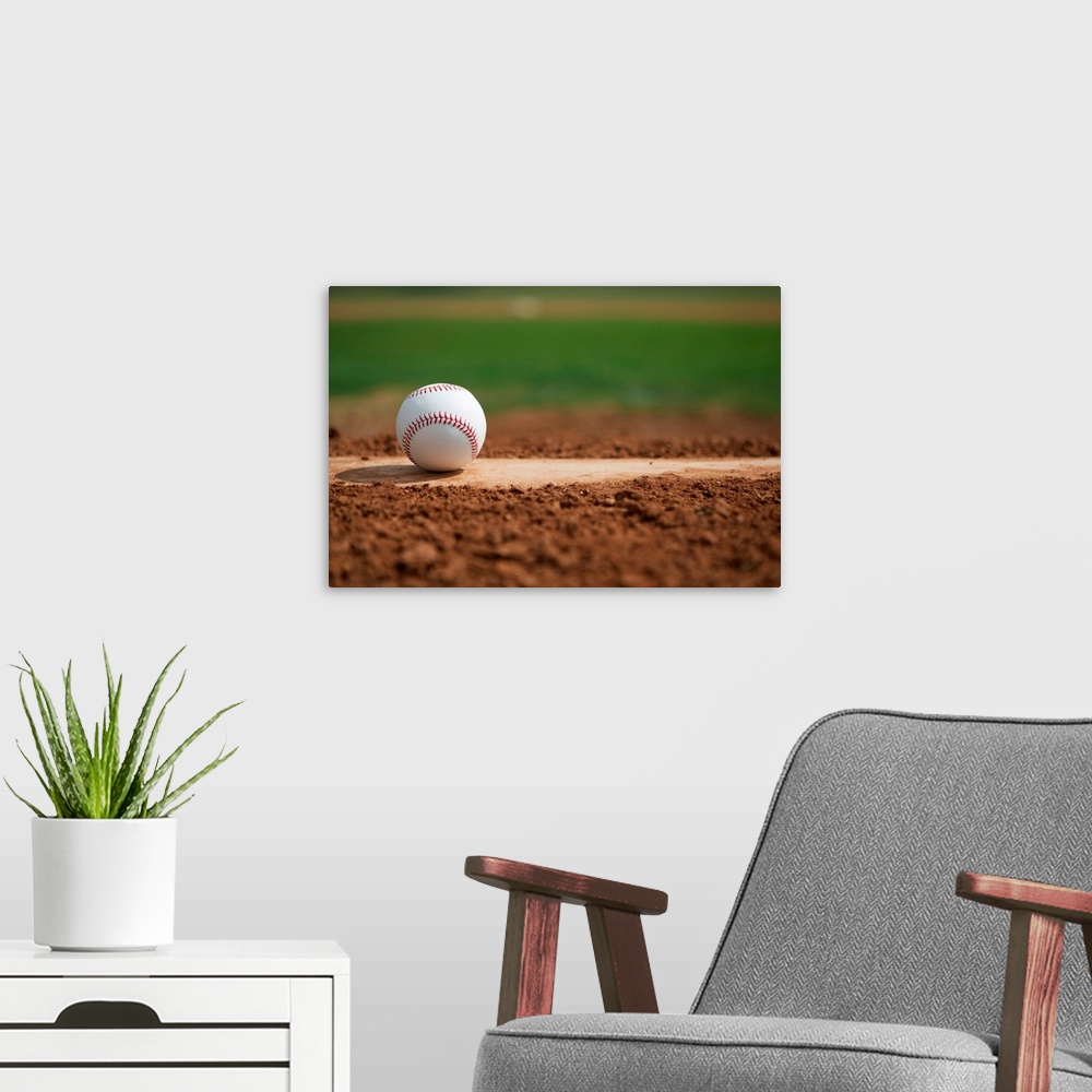 A modern room featuring Baseball on the Pitchers Mound.