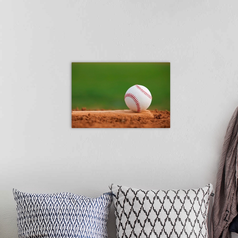 A bohemian room featuring Baseball on the Pitchers Mound Close Up.