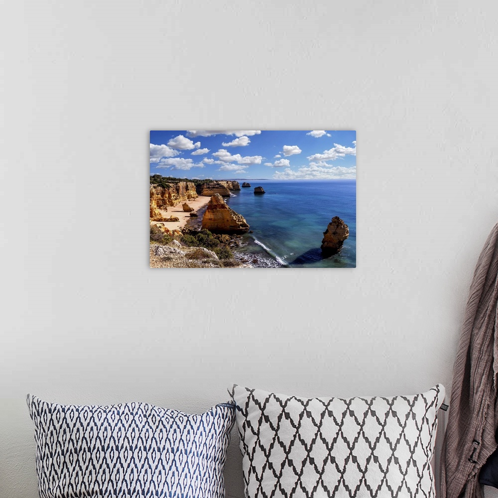 A bohemian room featuring Beach And Cliffs Of Marinha In Lagoa, Algarve, Portugal