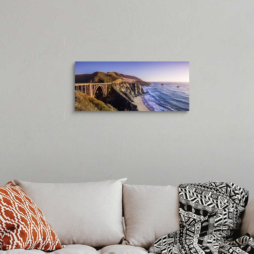 A bohemian room featuring Panoramic View Of Bixby Creek Bridge And The Pacific Ocean Coastline, Big Sur, California