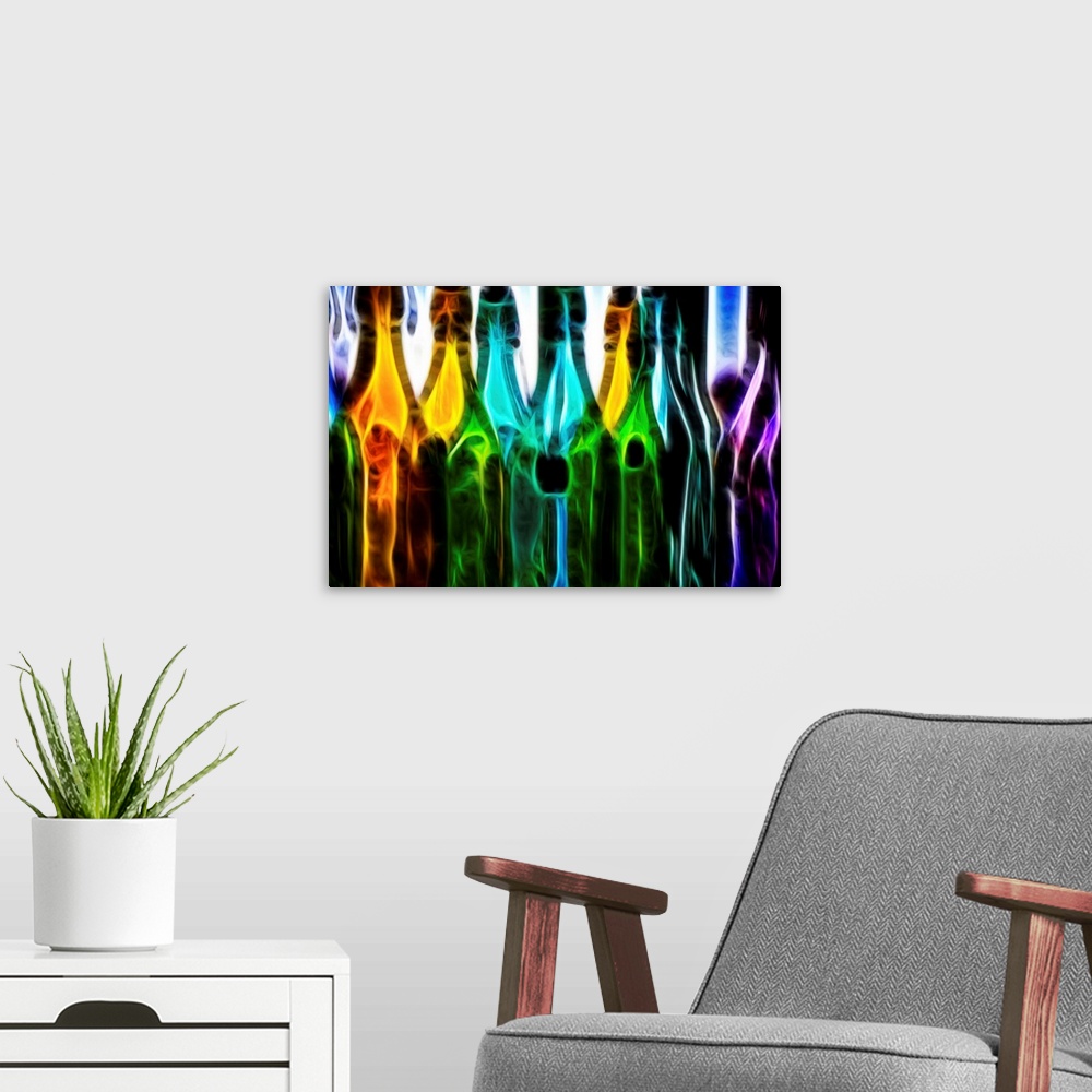 A modern room featuring Bottles Digital Painting