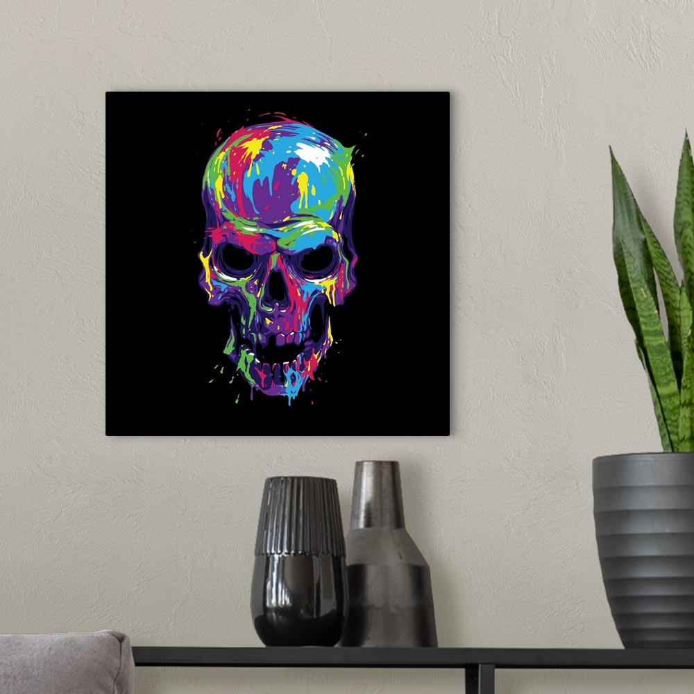 A modern room featuring Candy Skull