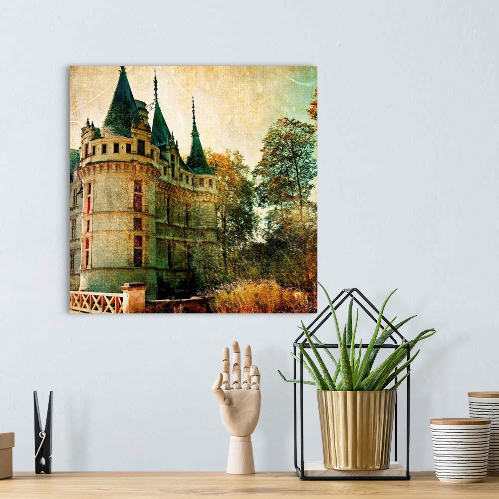 A bohemian room featuring castles of France - vintage series