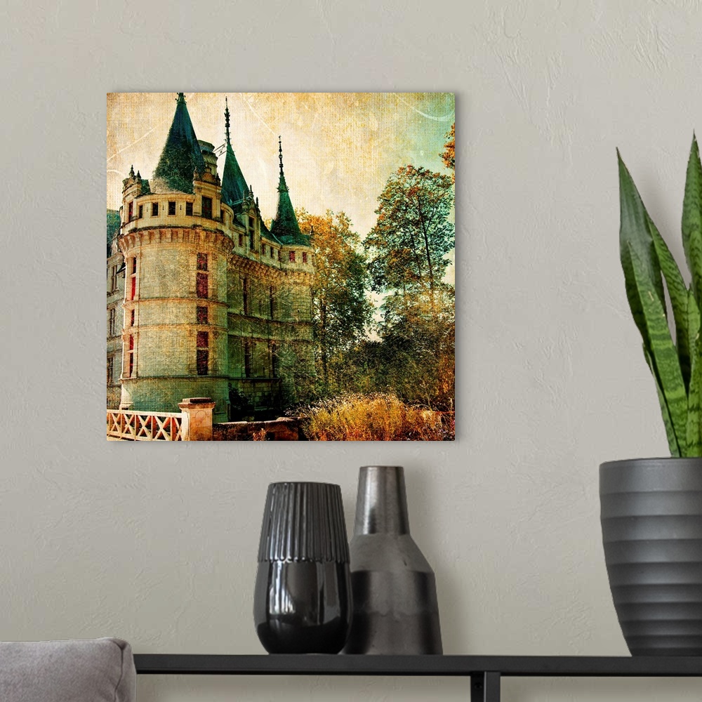 A modern room featuring castles of France - vintage series