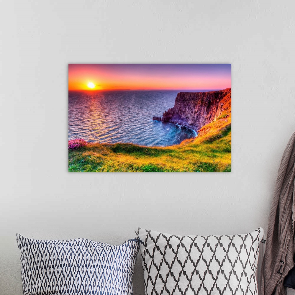 A bohemian room featuring Cliffs of Moher at sunset, Co. Clare, Ireland.