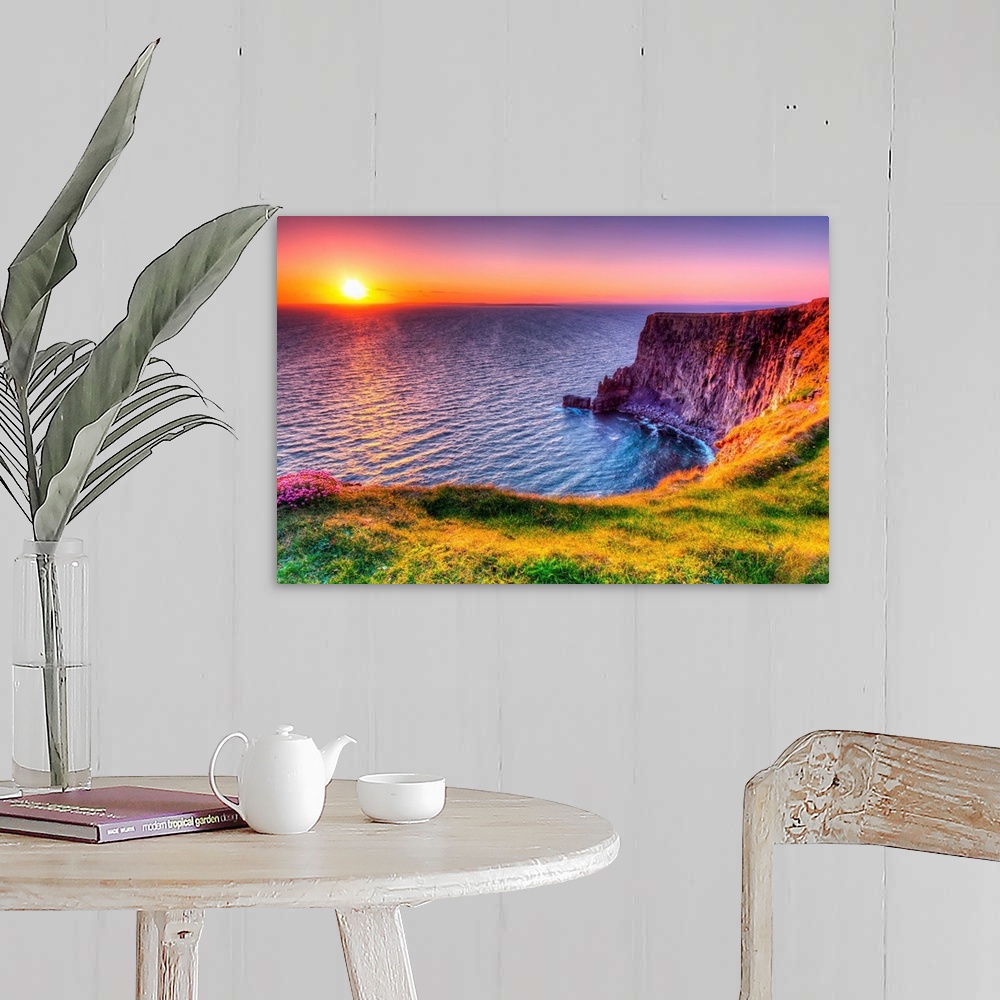 A farmhouse room featuring Cliffs of Moher at sunset, Co. Clare, Ireland.