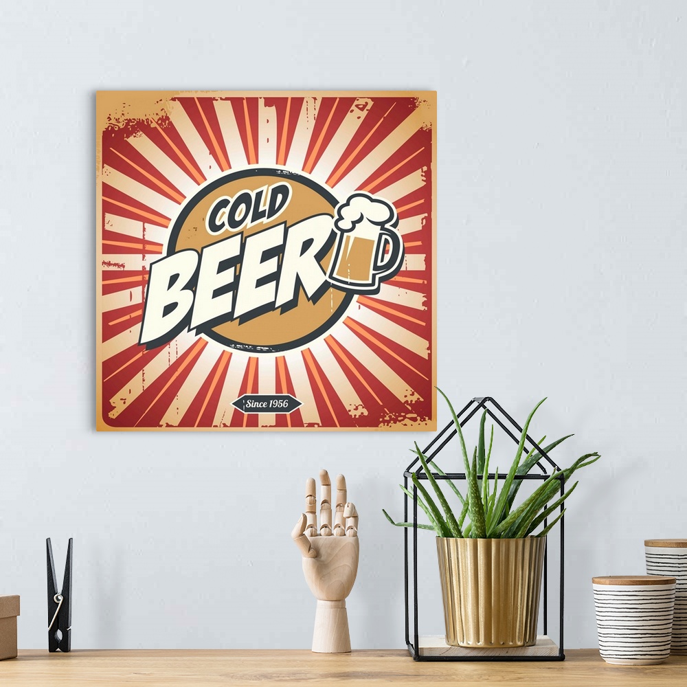 A bohemian room featuring Vintage beer poster