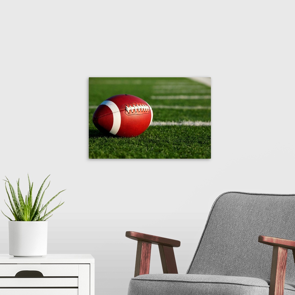 A modern room featuring Collegiate Football on the Field.