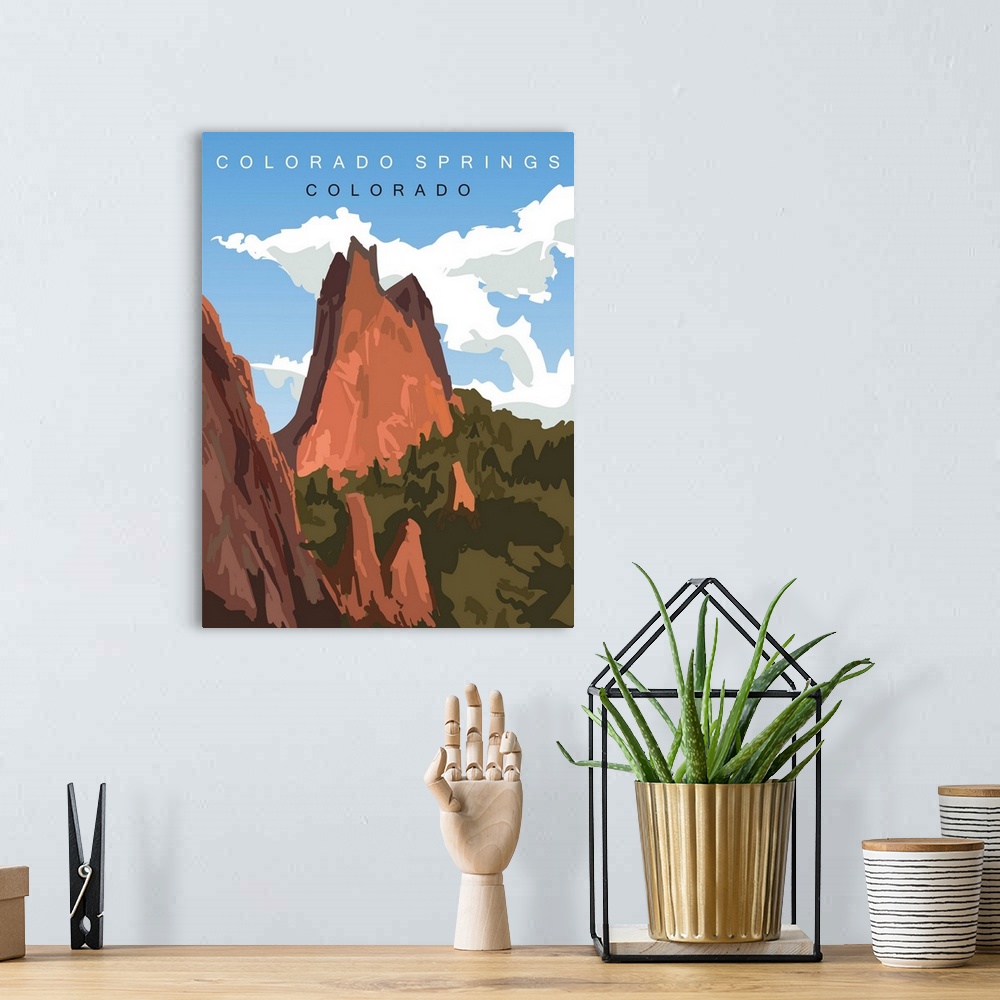 A bohemian room featuring Colorado Springs Modern Vector Travel Poster