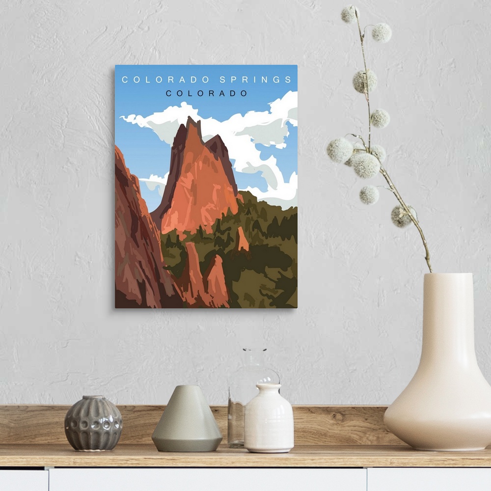 A farmhouse room featuring Colorado Springs Modern Vector Travel Poster