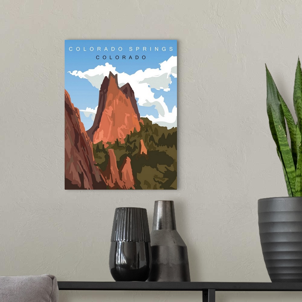 A modern room featuring Colorado Springs Modern Vector Travel Poster