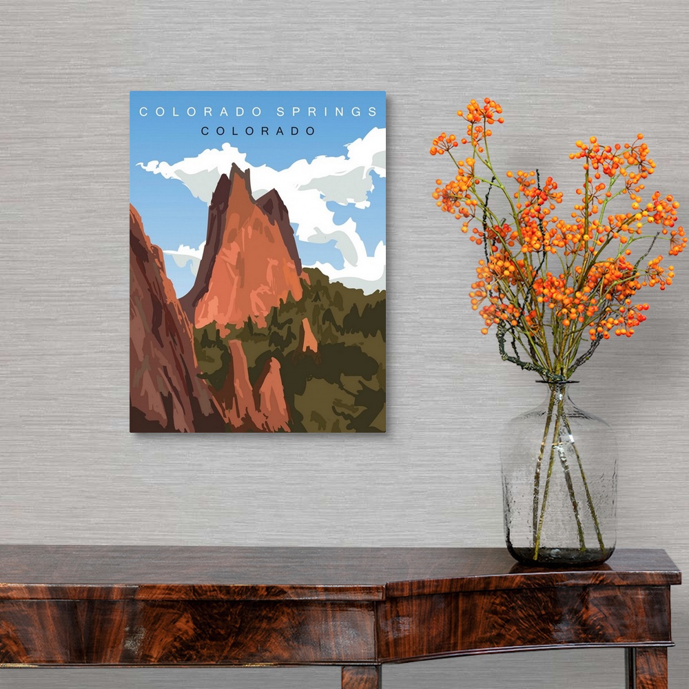 A traditional room featuring Colorado Springs Modern Vector Travel Poster