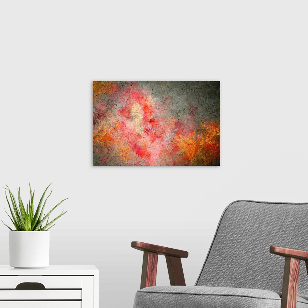 A modern room featuring Abstract colorful backgrounds with elements symbolizing music. collage