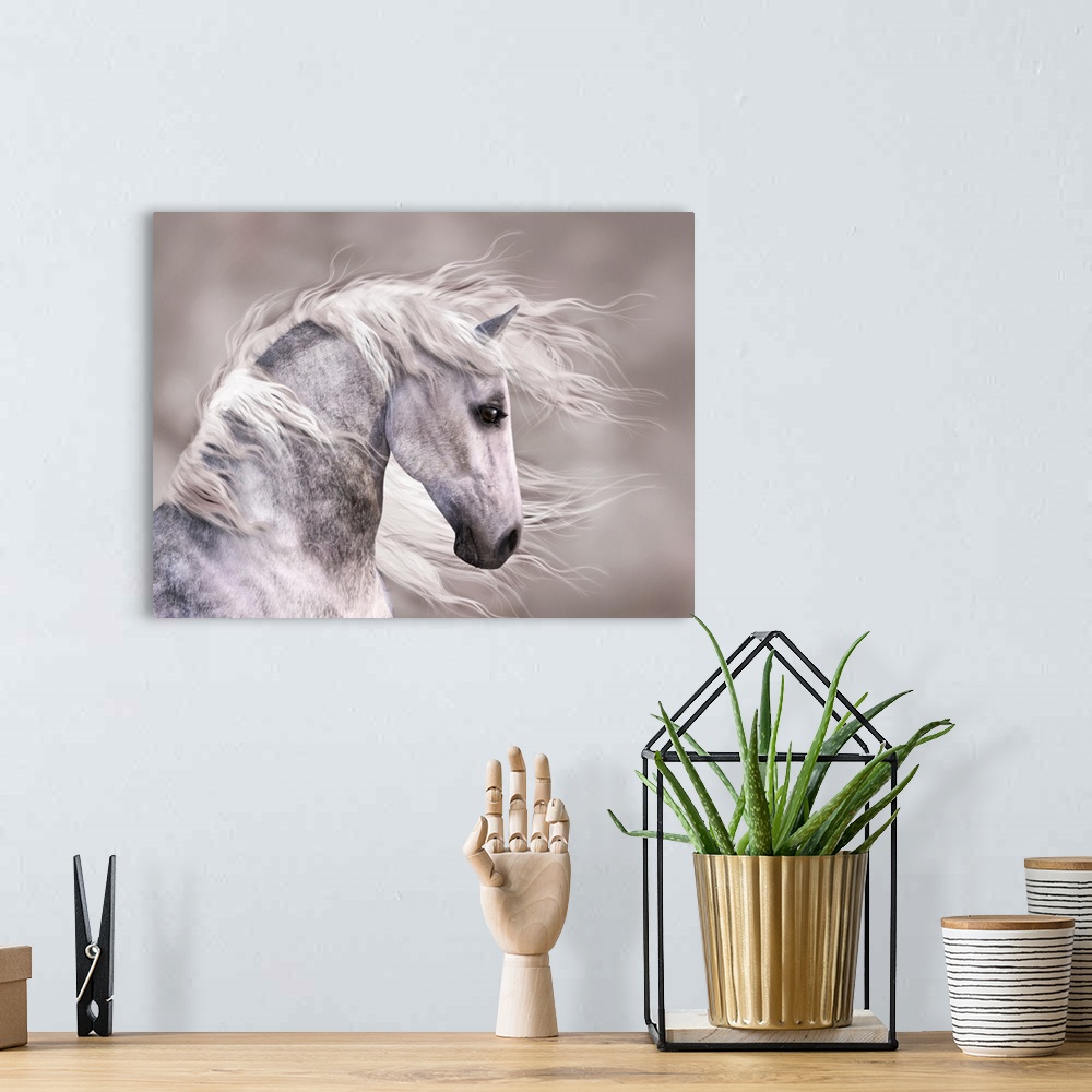 A bohemian room featuring Dappled Grey Horse